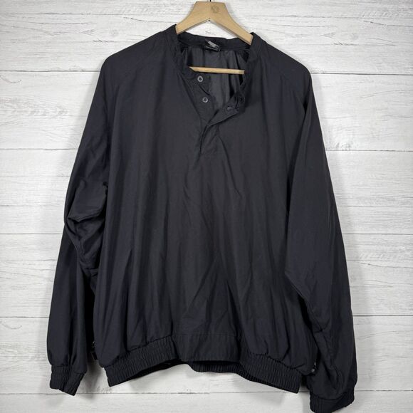 Nike Mens Size Large Pullover lightweight Golf Jacket Black Button Front - Picture 1 of 5